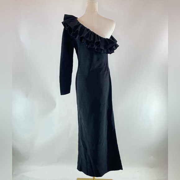 Herve Leger Asymmetrical Ruffle Gown, L - Picture 10 of 12